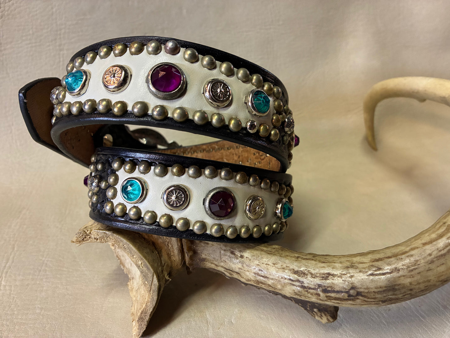 Studded Basket Wave Leather Beltオーダーメイド