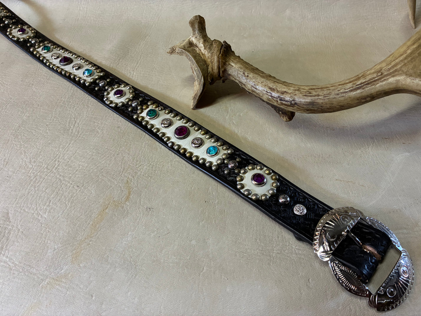 Studded Basket Wave Leather Beltオーダーメイド