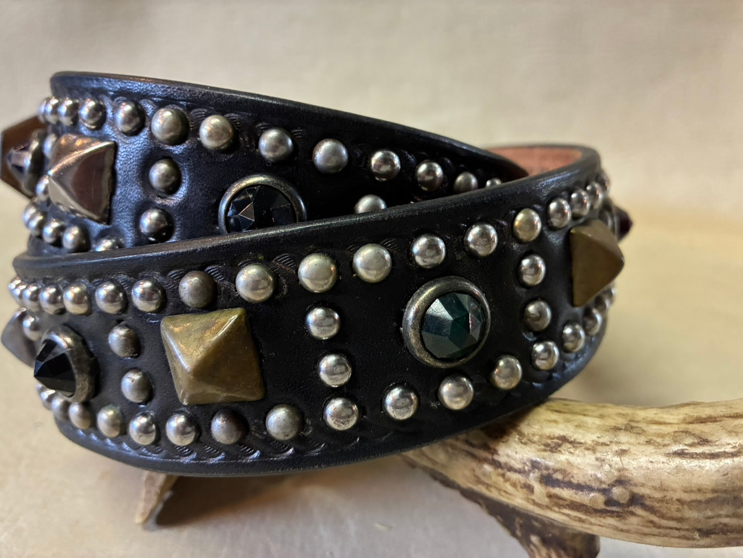 Double Pin Buckle Studded Belt