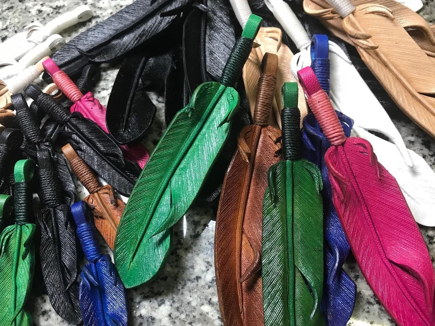 Leather Feather Necklace (Color)