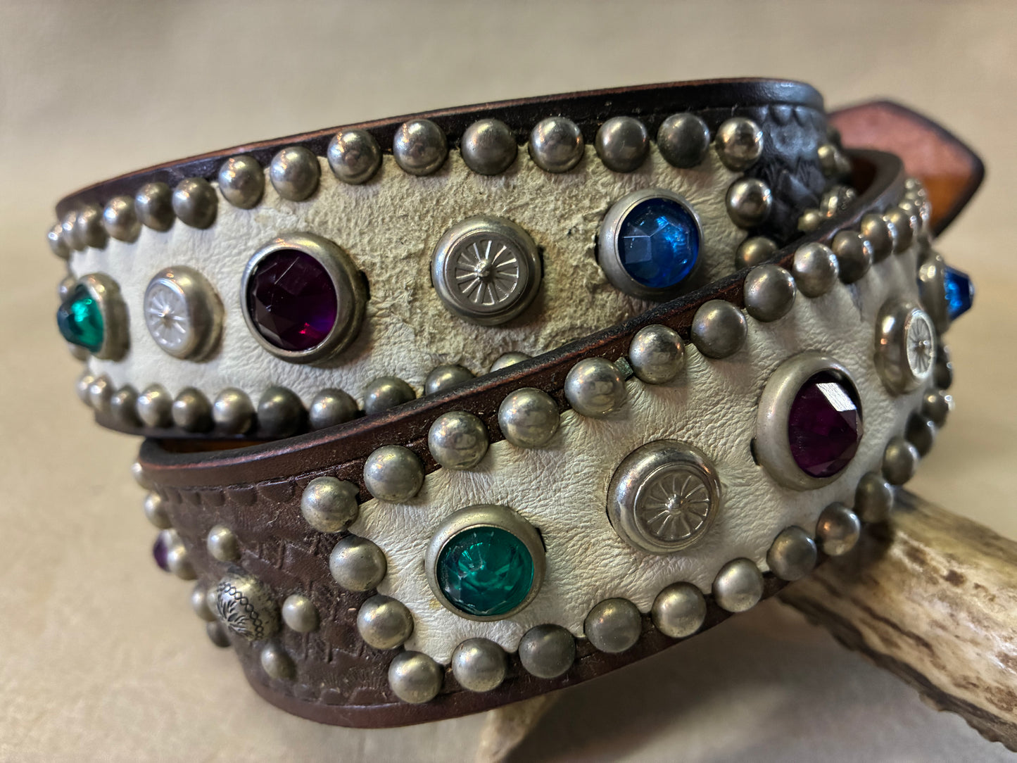 Native American Buckle Studded Belt