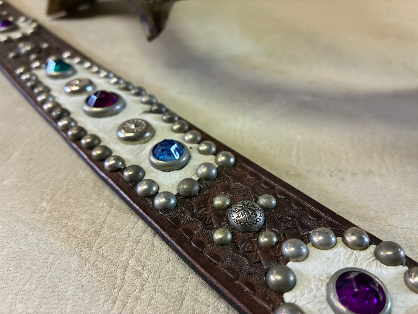 Native American Buckle Studded Belt