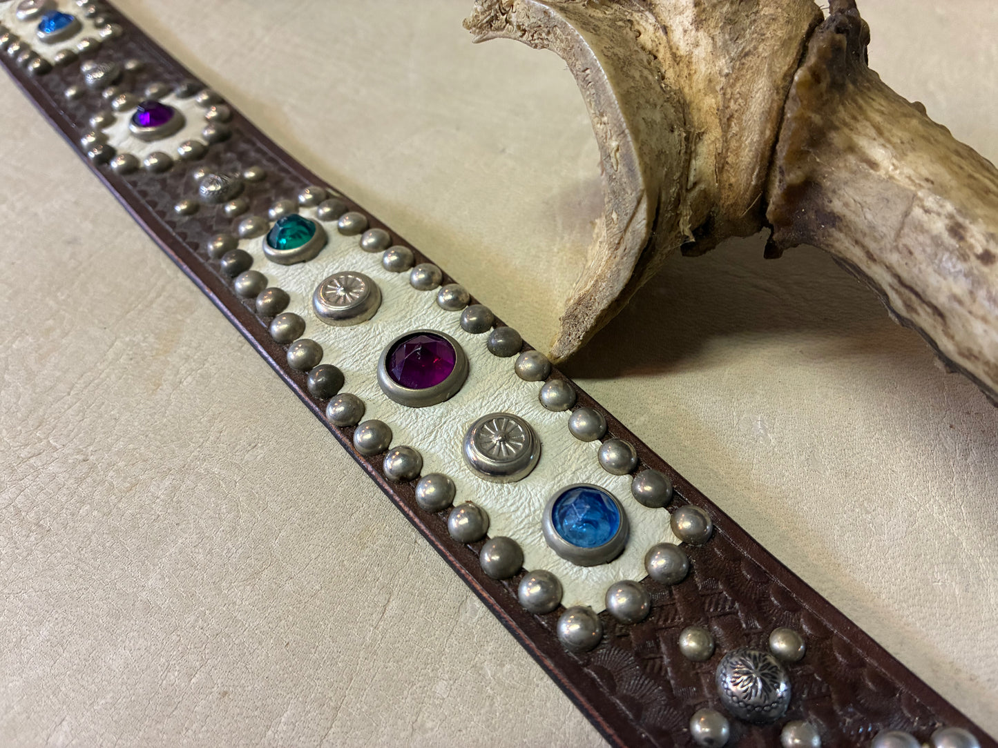 Native American Buckle Studded Belt
