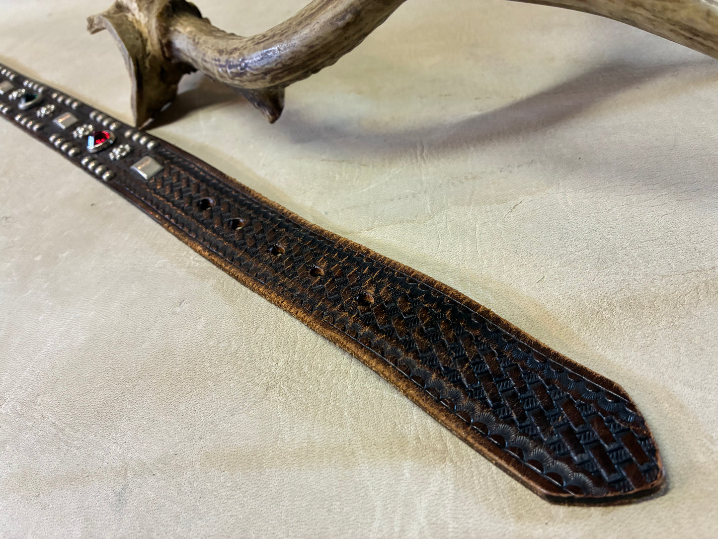 Native American Buckle Studded Belt