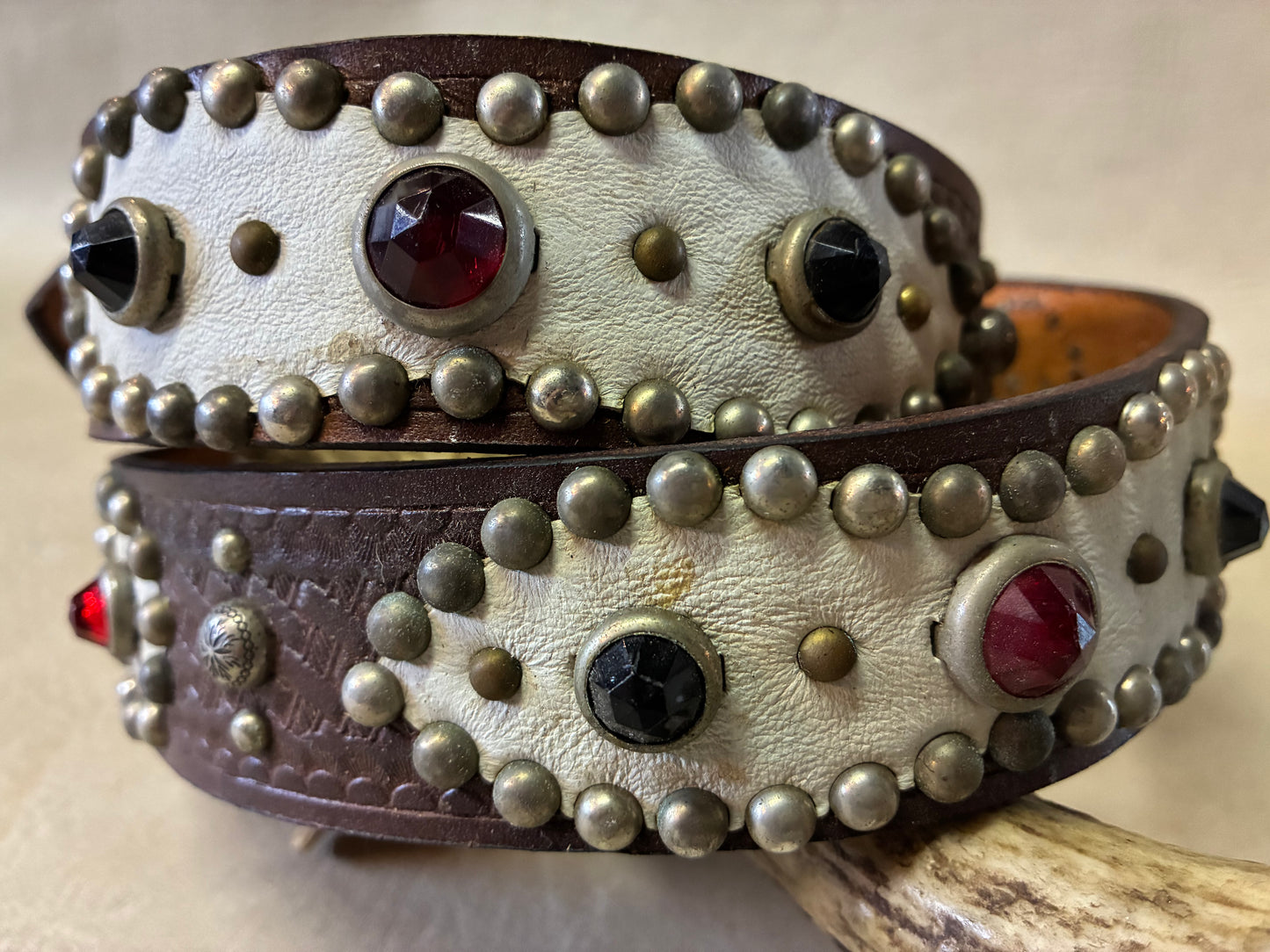 Native American Buckle Studded Belt