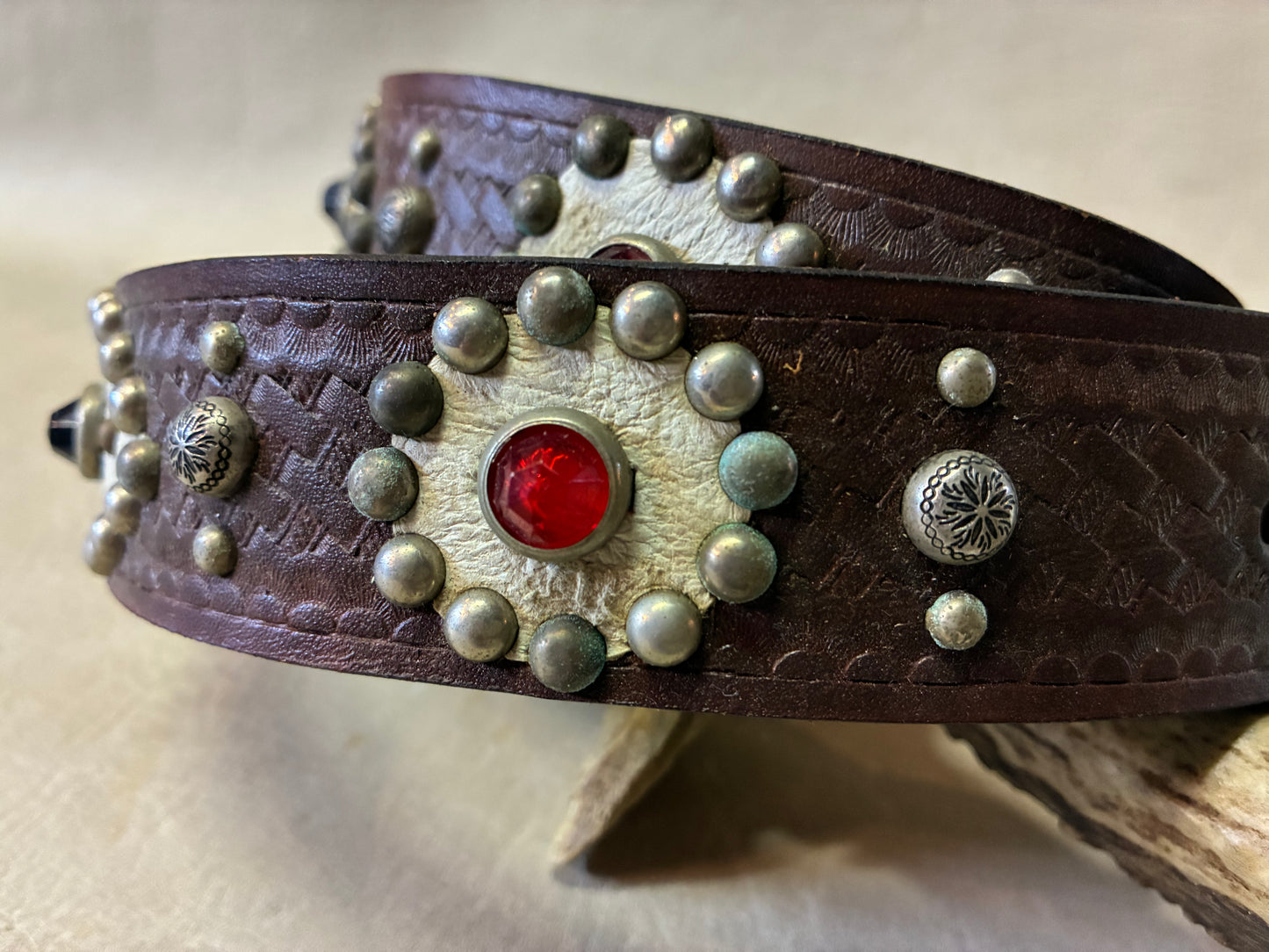 Native American Buckle Studded Belt
