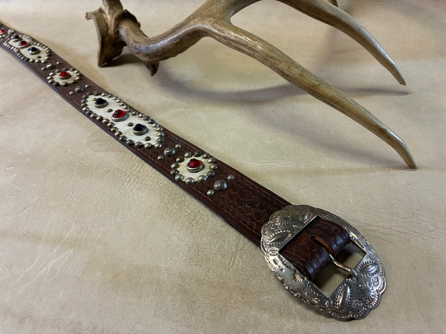 Native American Buckle Studded Belt