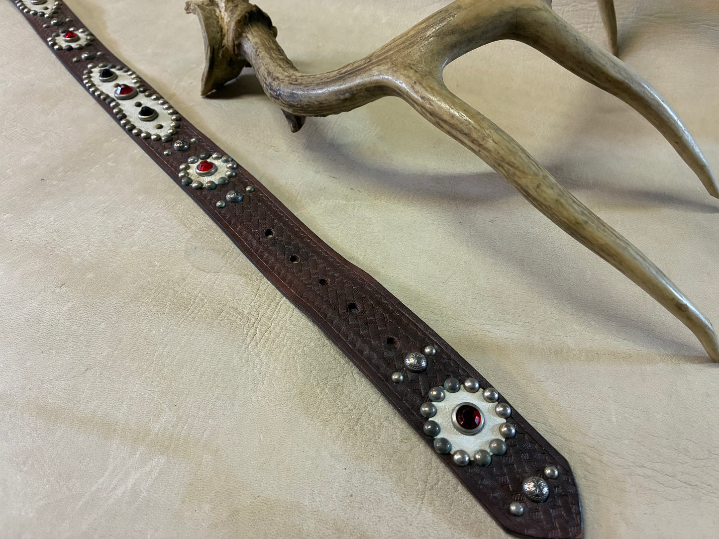 Native American Buckle Studded Belt
