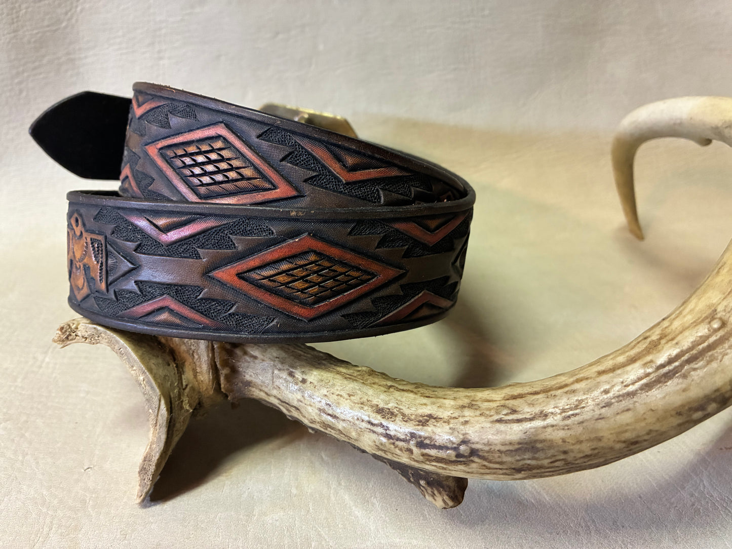 Hand Carving Thunderbird Belt Antique Finish オーダーメイド