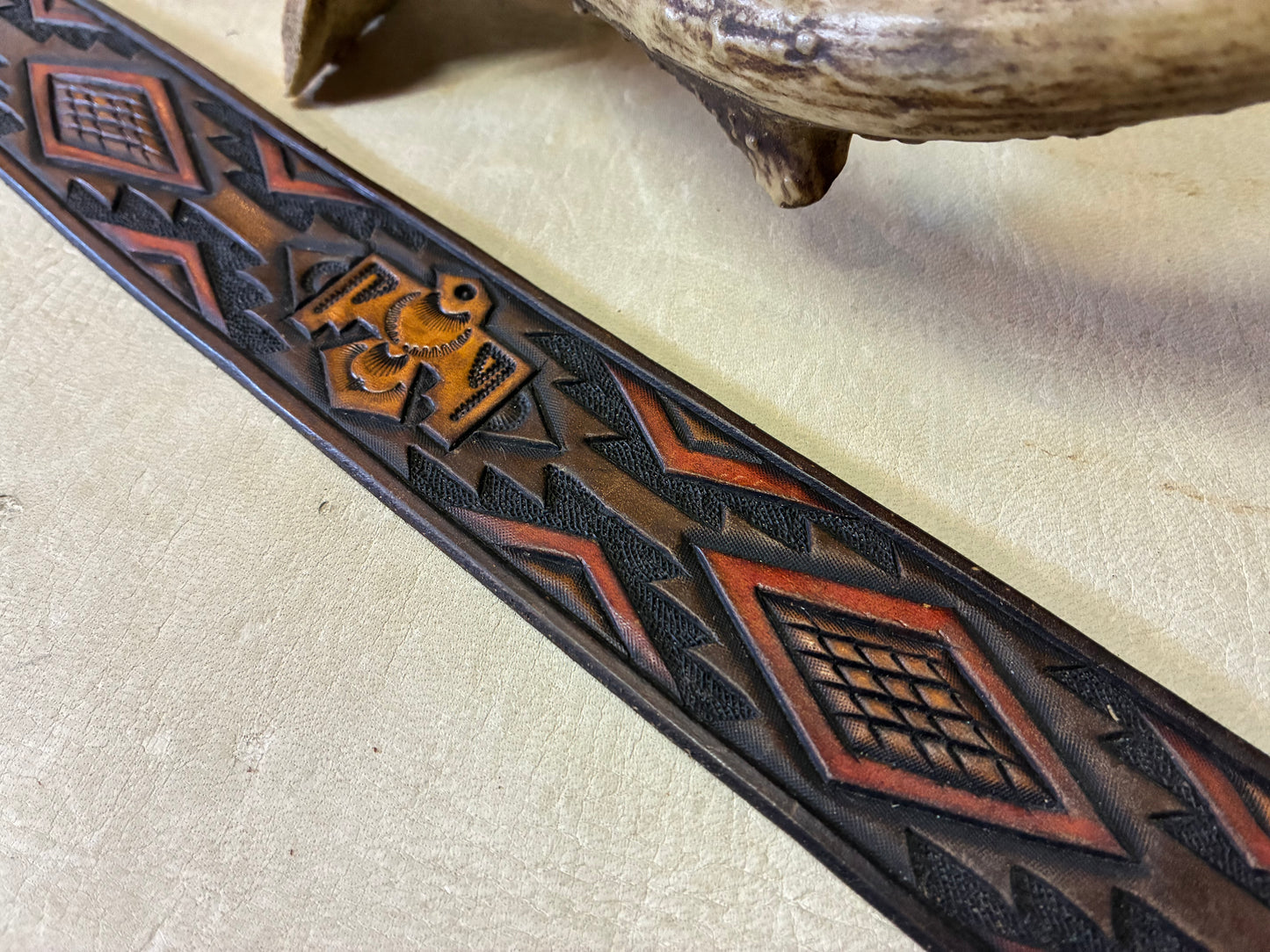 Hand Carving Thunderbird Belt Antique Finish オーダーメイド