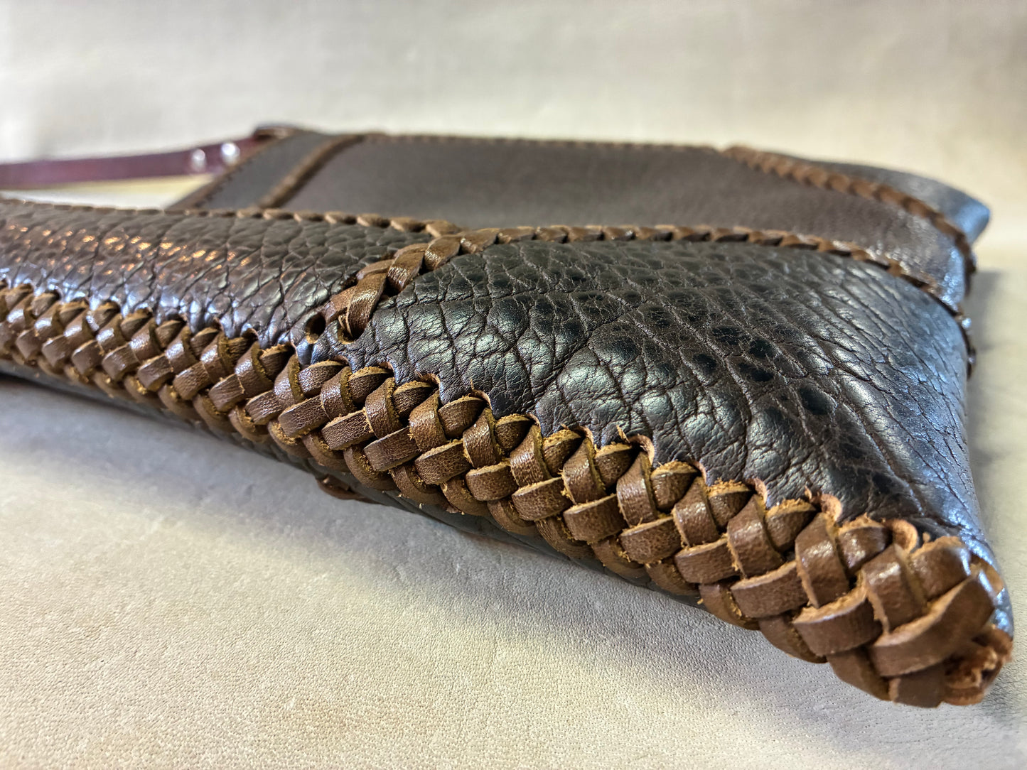 Brown Buffalo Leather Braiding Shoulder