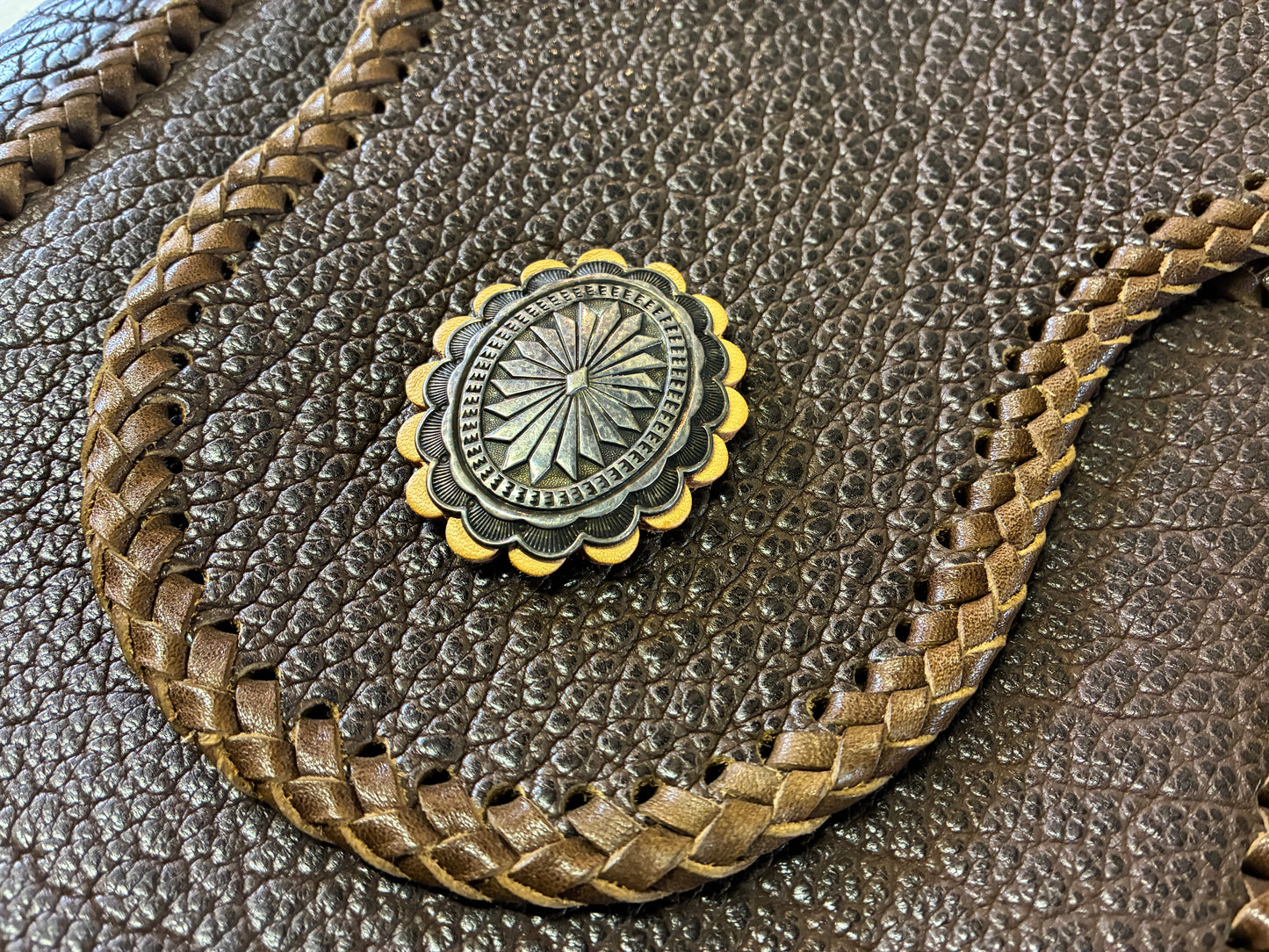 Brown Buffalo Leather Braiding Shoulder