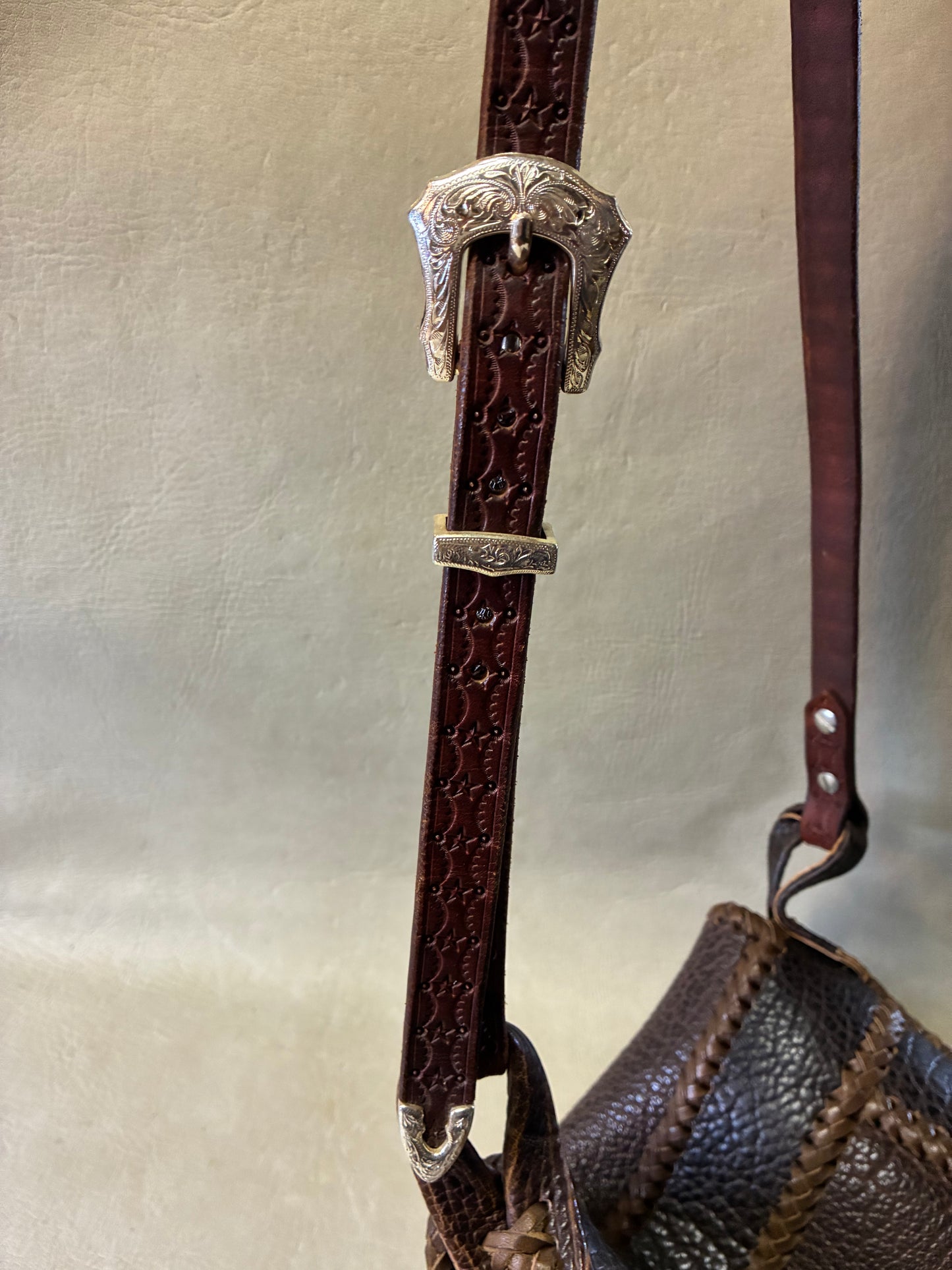 Brown Buffalo Leather Braiding Shoulder