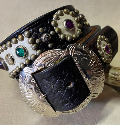 Studded Basket Wave Leather Beltオーダーメイド
