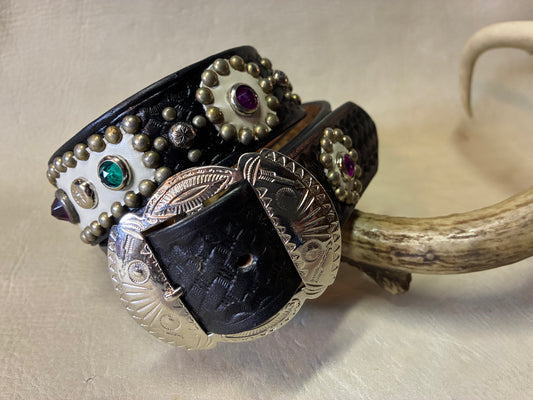 Studded Basket Wave Leather Beltオーダーメイド