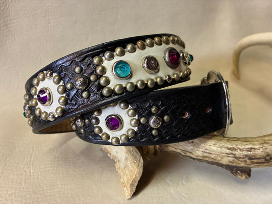Studded Basket Wave Leather Beltオーダーメイド