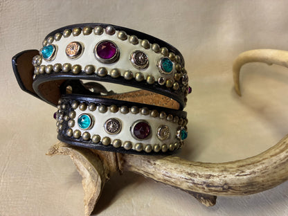 Studded Basket Wave Leather Beltオーダーメイド