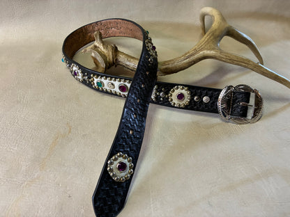 Studded Basket Wave Leather Beltオーダーメイド