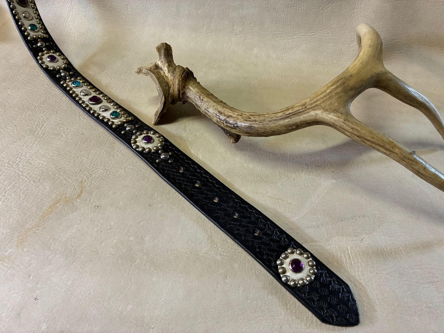 Studded Basket Wave Leather Beltオーダーメイド