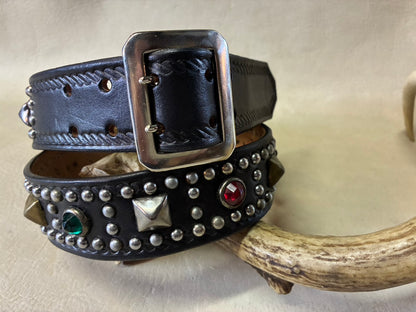 Double Pin Buckle Studded Belt