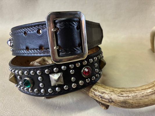 Double Pin Buckle Studded Belt