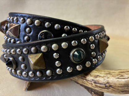 Double Pin Buckle Studded Belt