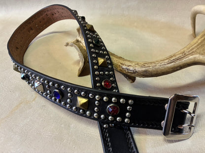 Double Pin Buckle Studded Belt