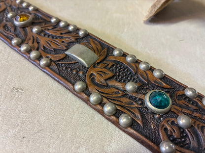 Hand Carving Leather Belt W/Vintage Studdedオーダーメイド