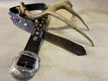Native American Buckle Studded Belt