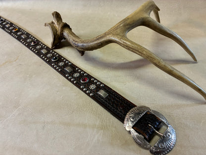 Native American Buckle Studded Belt