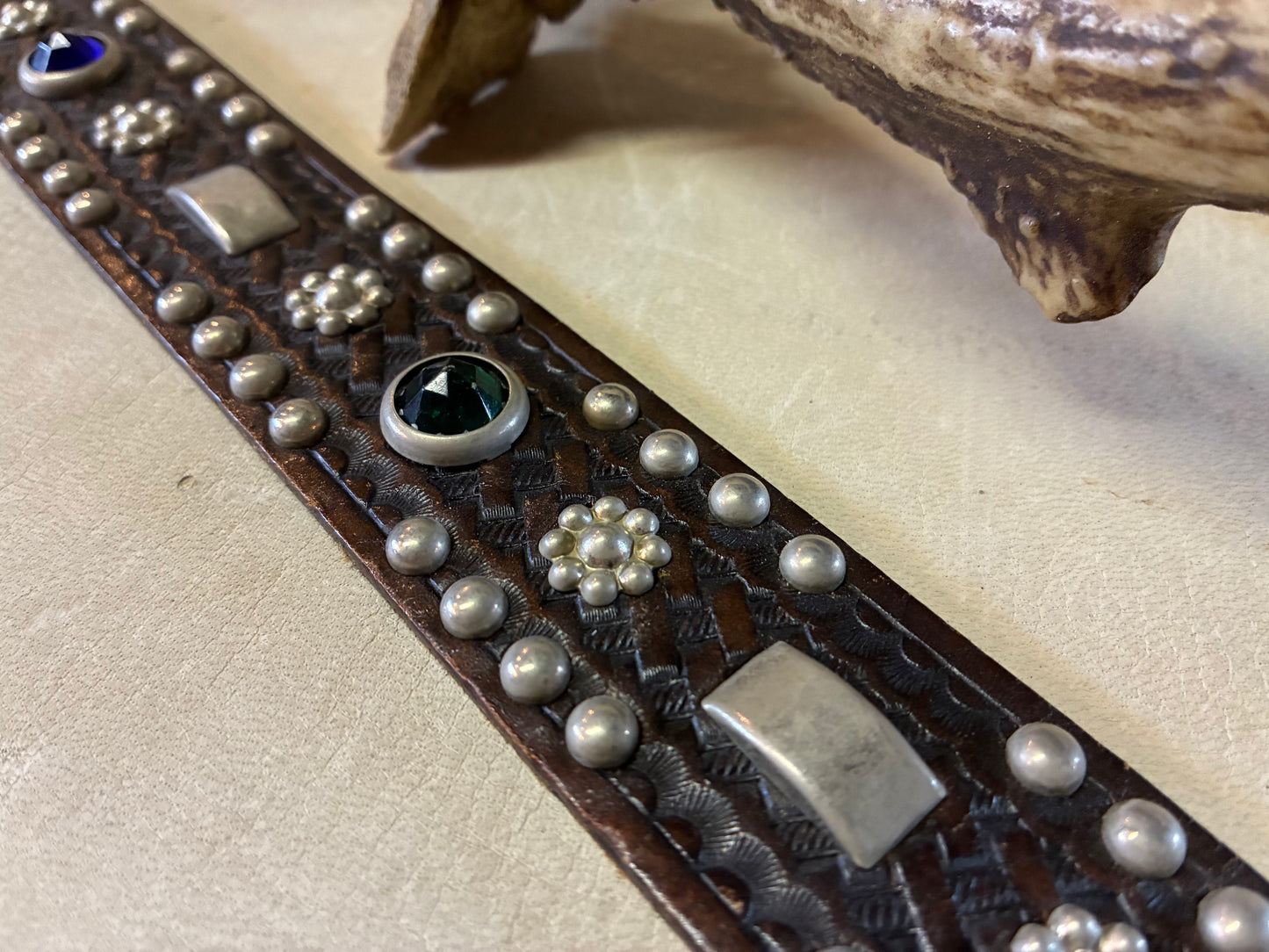 Native American Buckle Studded Belt