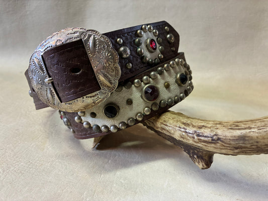 Native American Buckle Studded Belt