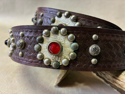 Native American Buckle Studded Belt