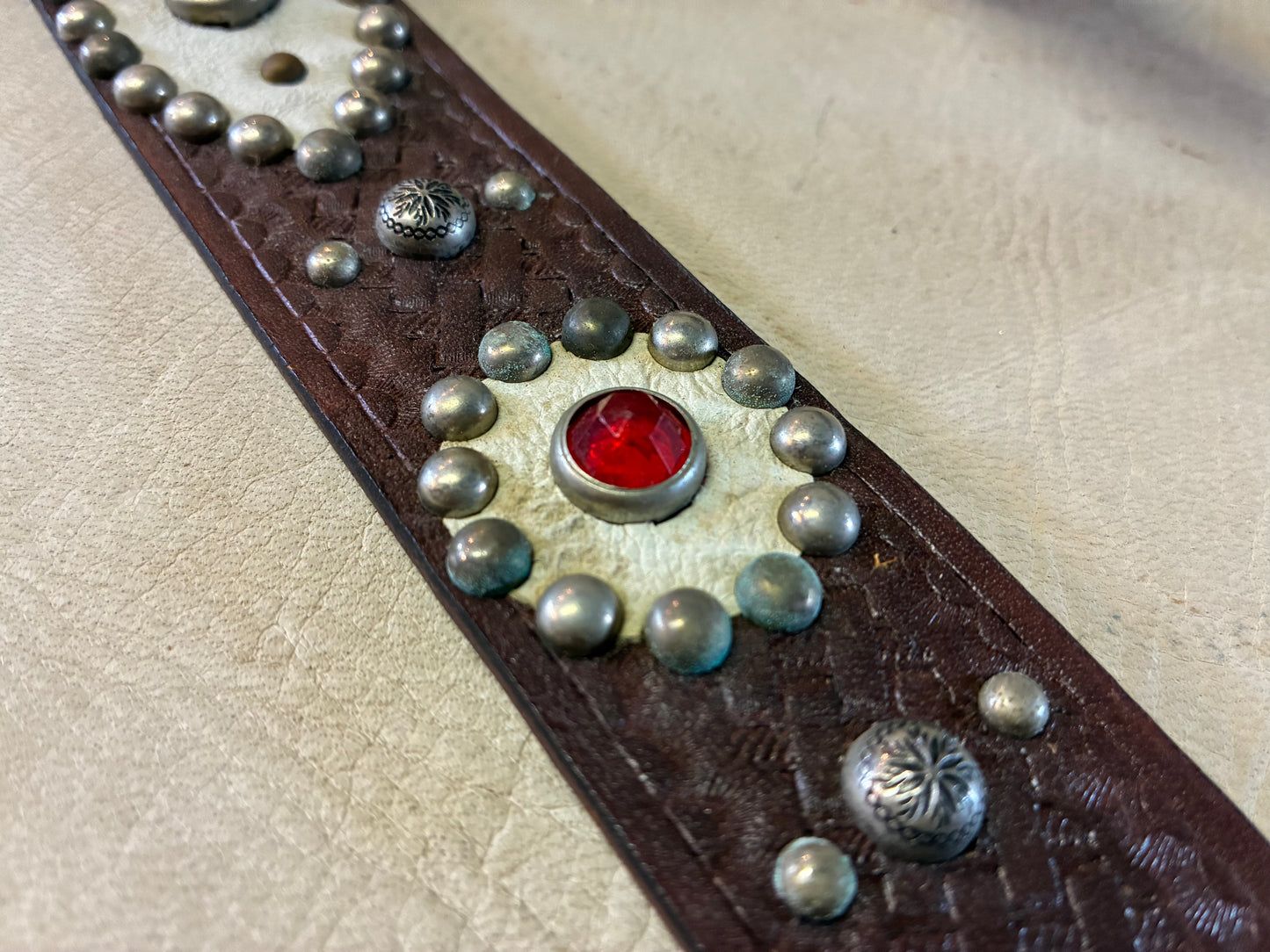 Native American Buckle Studded Belt