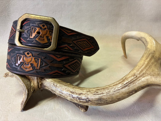 Hand Carving Thunderbird Belt Antique Finish オーダーメイド