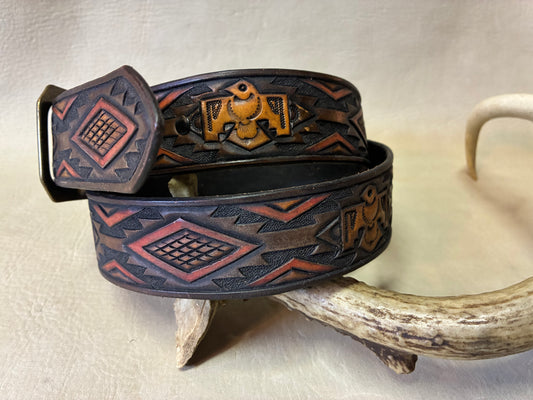 Hand Carving Thunderbird Belt Antique Finish オーダーメイド