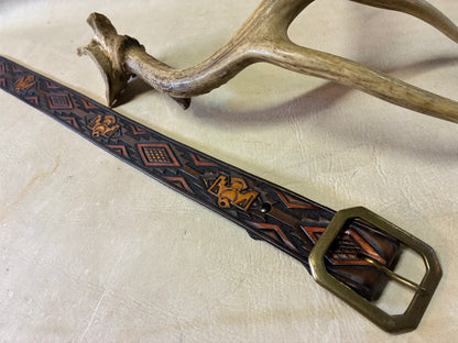 Hand Carving Thunderbird Belt Antique Finish オーダーメイド