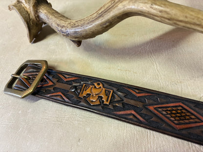Hand Carving Thunderbird Belt Antique Finish オーダーメイド