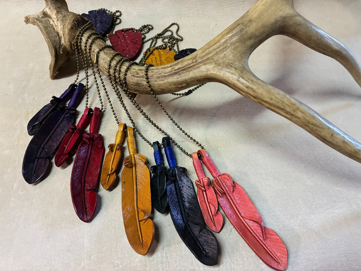 Leather Feather Necklace (Color)