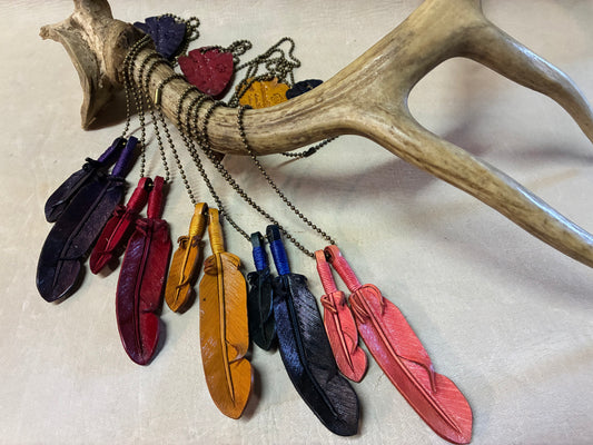 Leather Feather Necklace (Color)