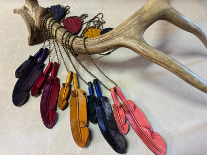 Leather Feather Necklace (Color)
