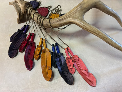 Leather Feather Necklace (Color)