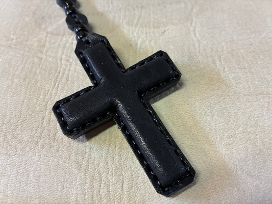 Black Cross Rosario Necklace