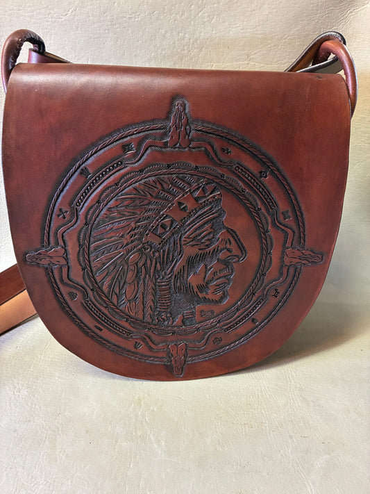 Native Indian Hand Carving Medicine Shoulder Bag