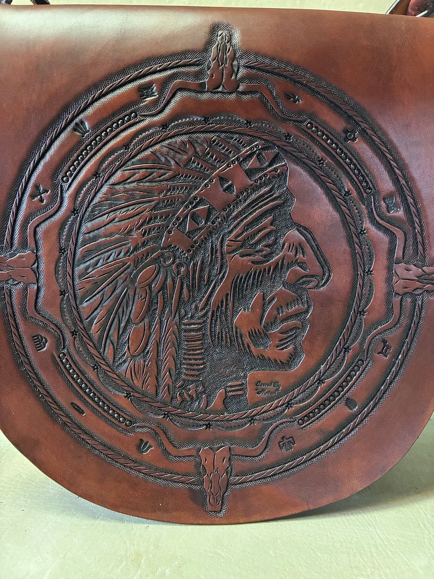 Native Indian Hand Carving Medicine Shoulder Bag
