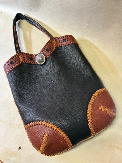 Hand Braiding Leather Tote Back