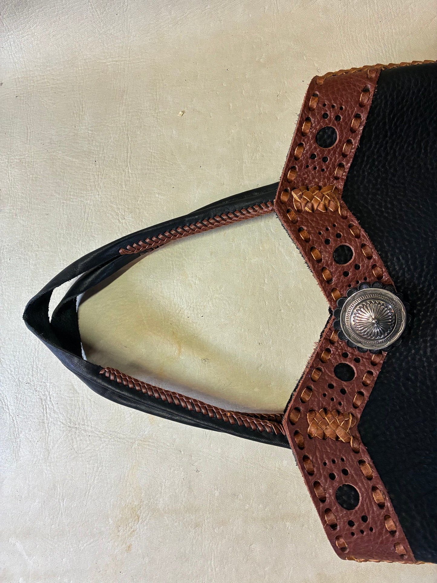Hand Braiding Leather Tote Back