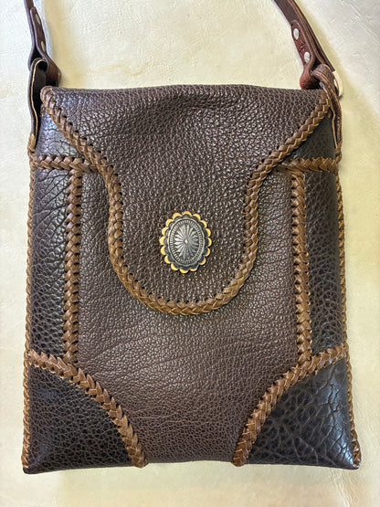 Brown Buffalo Leather Braiding Shoulder