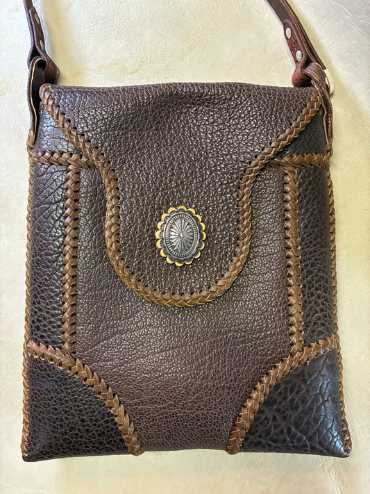 Brown Buffalo Leather Braiding Shoulder