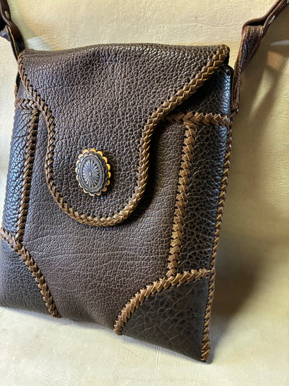 Brown Buffalo Leather Braiding Shoulder